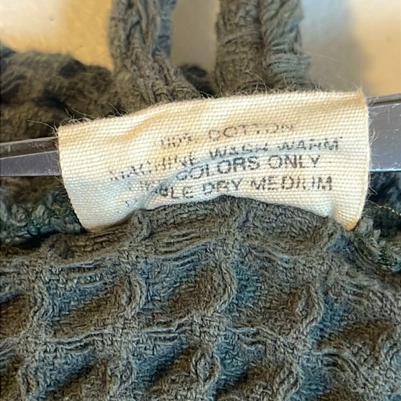 Bathen Anthropologie Waffled Knit Olive Short Midi Bathrobe India Lounge - Picture 4 of 5